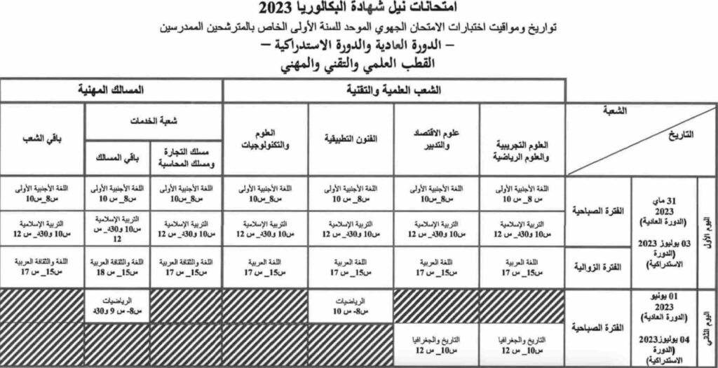 تاريخ اجتياز الامتحان الجهوي الأولى باكالوريا 2023 بالمغرب