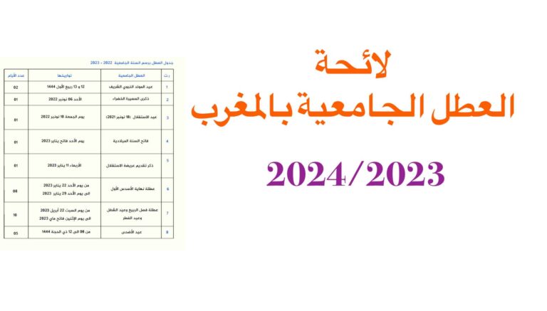 لائحة العطل الجامعية بالمغرب 2024/2023