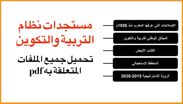 مستجدات نظام التربية والتكوين، تحميل جميع الملفات المتعلقة به pdf ـ أضعها للمقبلين عَلَى اجتياز مباراة التعليم