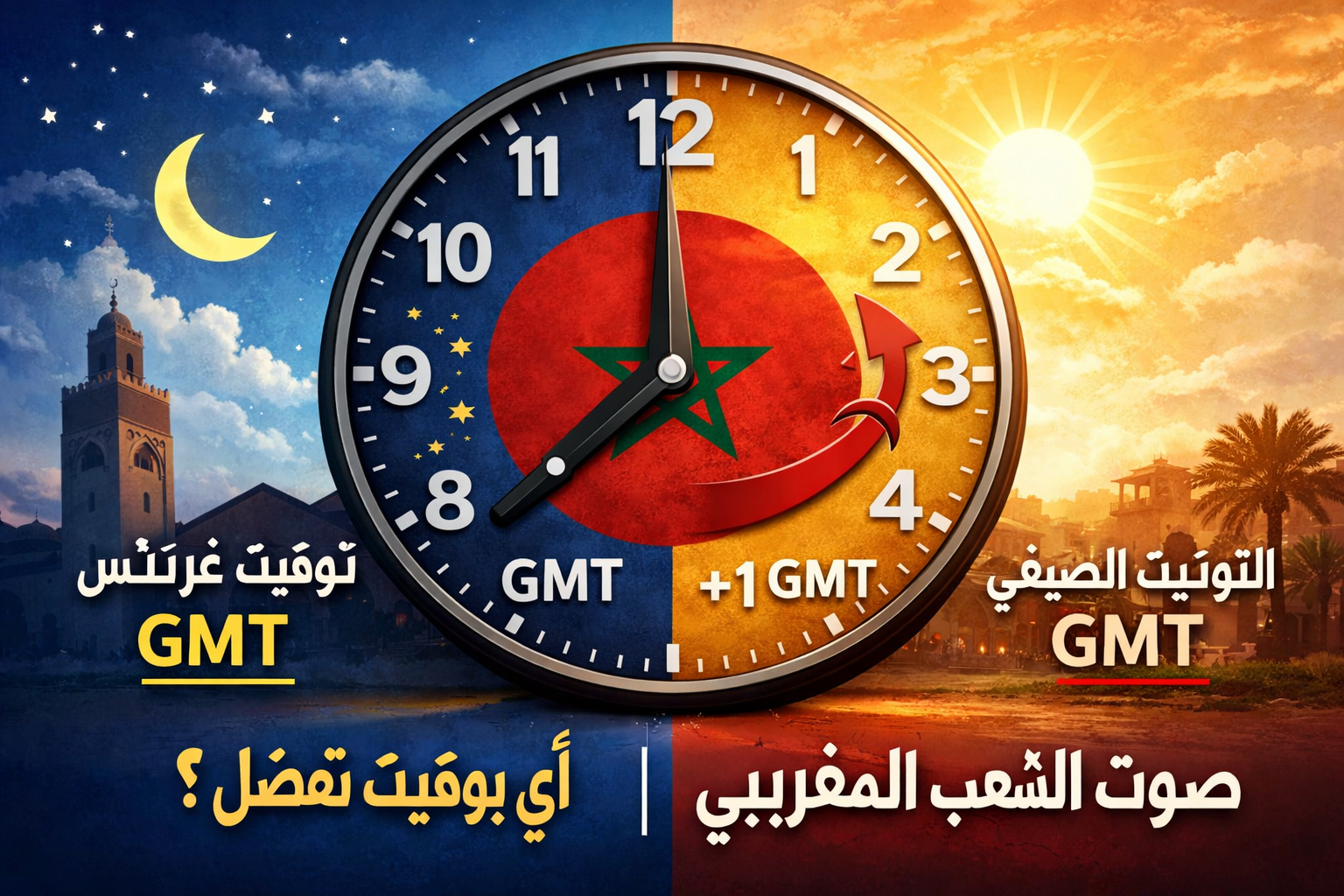 التوقيت في المغرب بين GMT و GMT+1